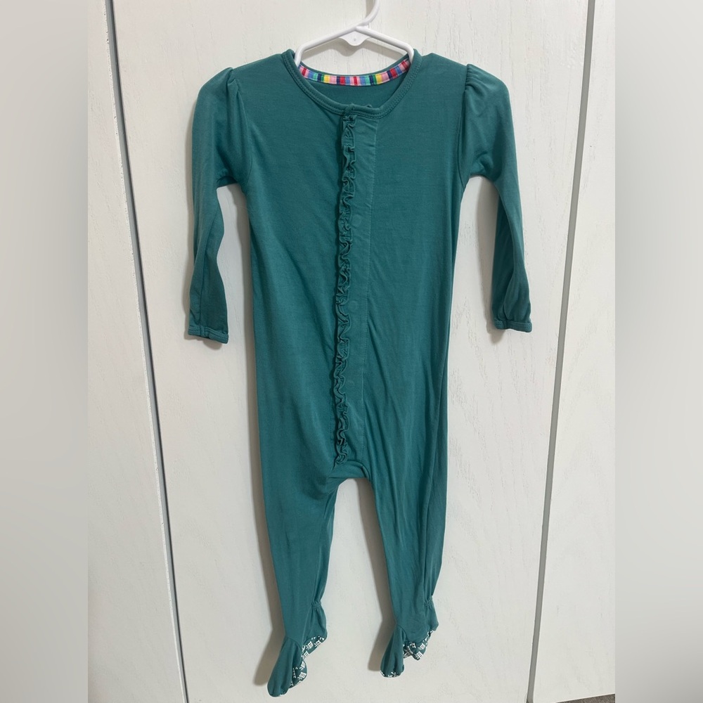 Magnetic Me Teal Ruffled Kids Footie